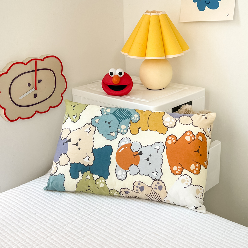 2022新款可拆洗全棉儿童幼儿园枕头独立枕芯 单枕套--苹果小熊