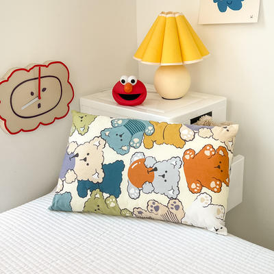 2022新款可拆洗全棉儿童幼儿园枕头独立枕芯 单枕套--苹果小熊