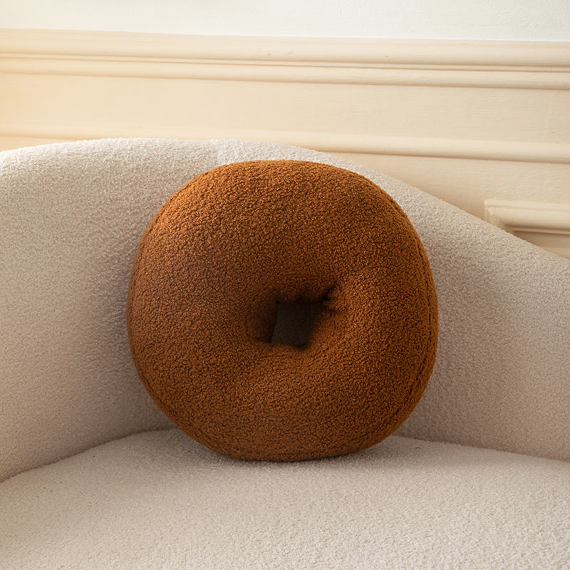 2022新款现代风几何形状抱枕甜甜圈球形靠垫 如图所示 甜甜圈咖色（40*37cm）