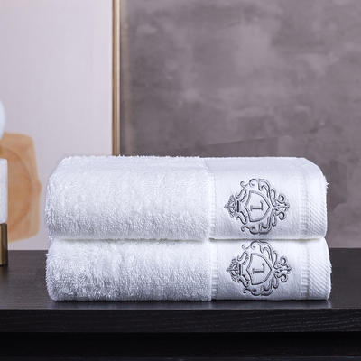 酒店浴巾绣logo款（灰L）  可定制log 白色面巾（35*75cm）