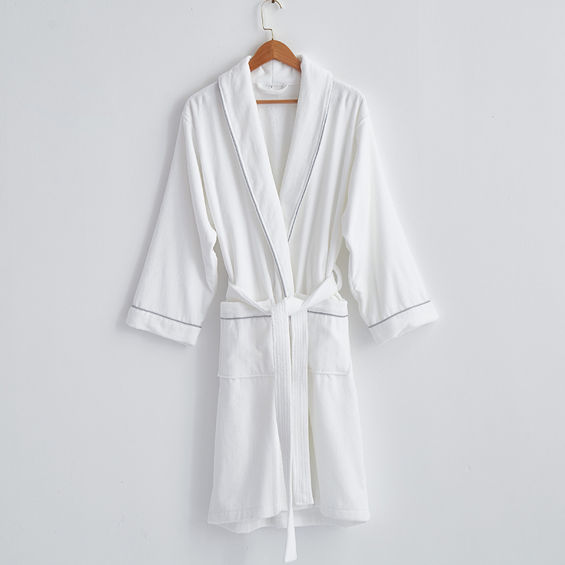 酒店割绒浴袍嵌线款  均码120cm   1200g 通用 白色