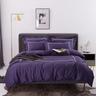 60长绒棉四件套  绣框款 1.5m床单款四件套 紫色