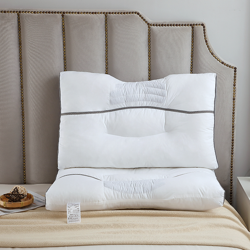 2023新款全棉 凹型决明子丝带枕枕头枕芯 白色