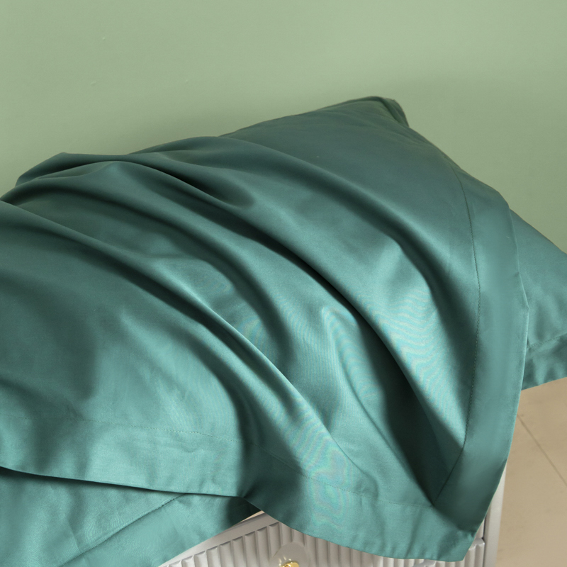 2024新款100支长绒棉纯色系列单品枕套 48*74cm枕套一对 墨绿