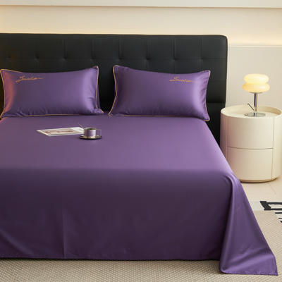 2024新款A类全棉刺绣轻奢四件套单品系列-单床单 245*250cm 单床单 高贵紫