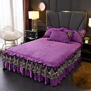 2020新款欧式水晶绒夹棉蕾丝床裙 单枕套/对 维多利亚-紫色