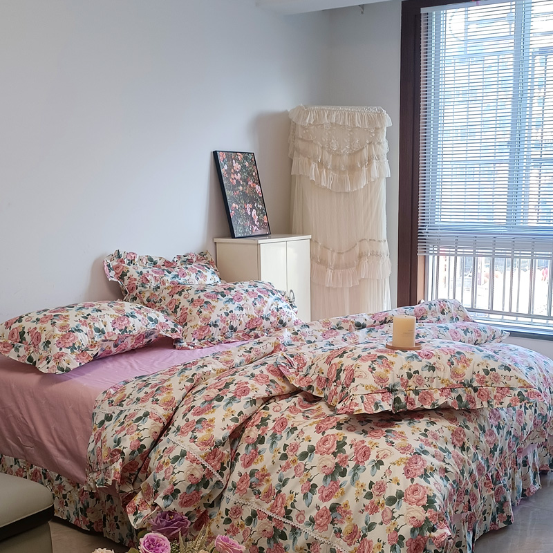 韩式全棉床单款套件系列-陌上花开 1.5m（5英尺）床 陌上花开