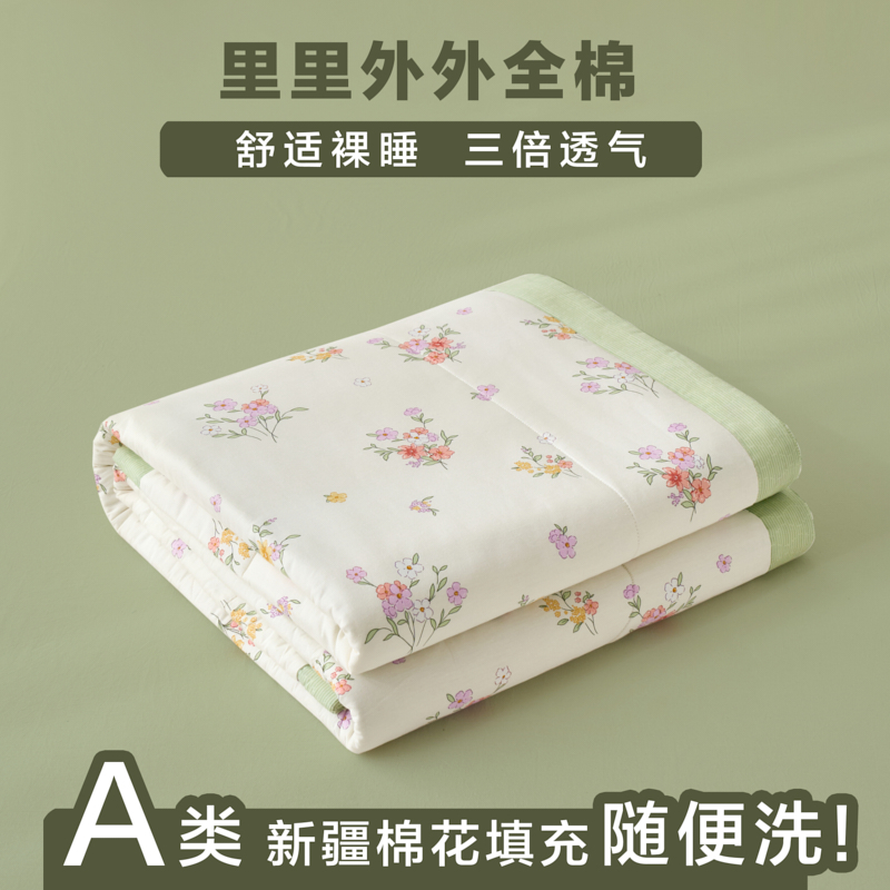 2025新款里外全棉印花棉花夏凉被