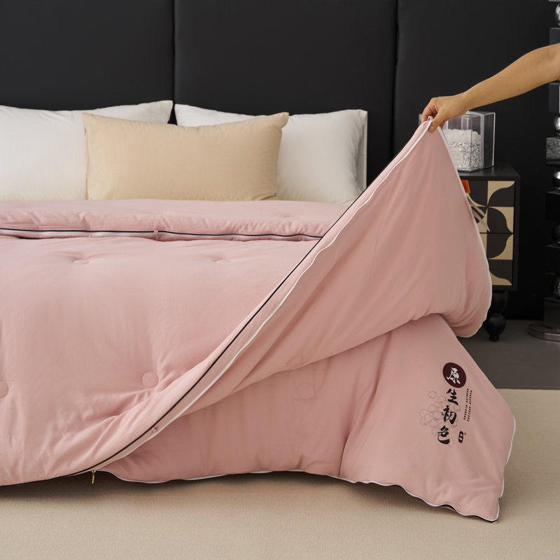 2025新款原生初色提花大豆被-子母被 山樱粉