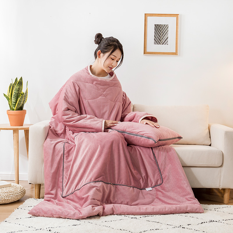 2019新款魔法绒懒人被抱枕被 50X50cm展开150X195cm 粉色