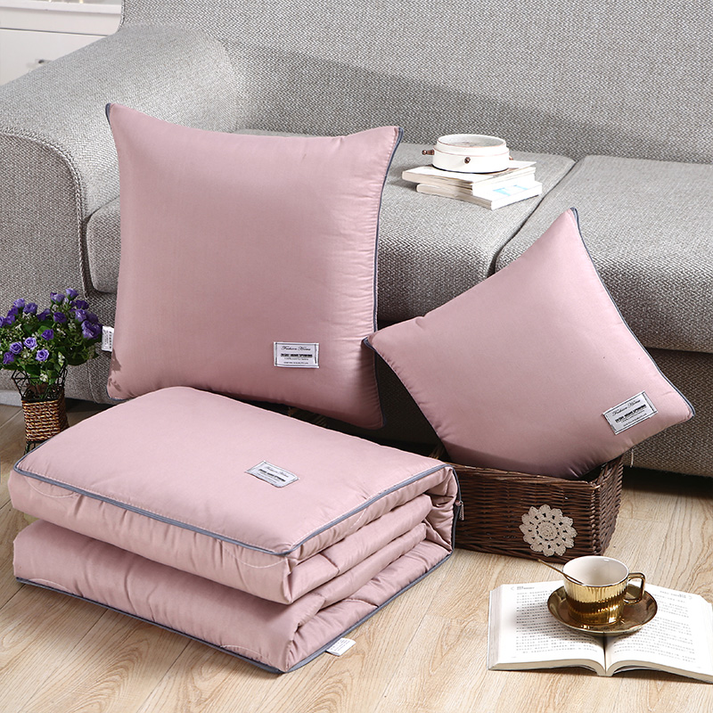 2021新款-贴布绣多功能抱枕被 45x45cm 粉色