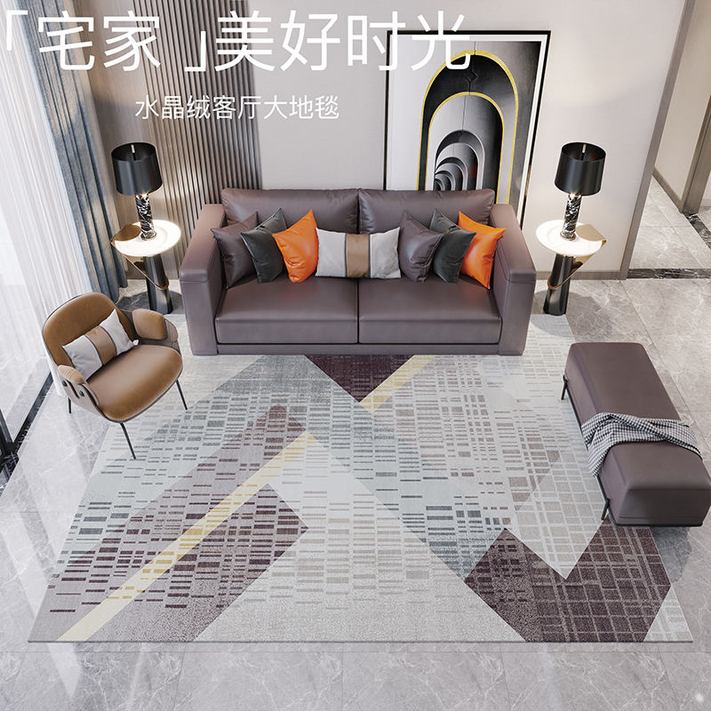 2024新款水晶绒家用客厅地毯耐脏现代简约轻奢茶几垫 80*160cm 安奢
