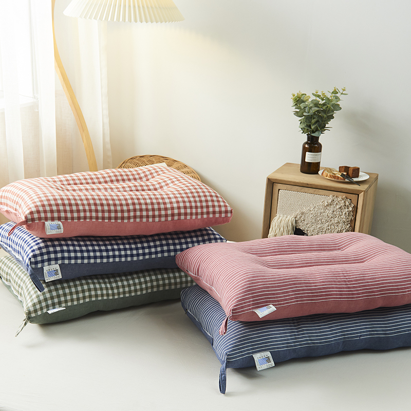 2020新款全棉水洗护颈枕头枕芯 粉色条纹40*60cm