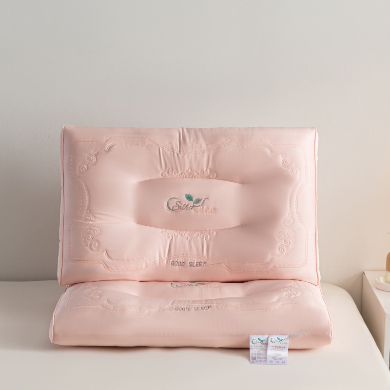 2024新款蚕丝乳胶枕头枕芯 48*74cm/只 粉色-中枕