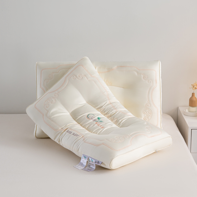2024新款蚕丝乳胶枕头枕芯 48*74cm/只 米白色-低枕