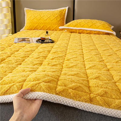 2023新款A类牛奶绒提花加厚保暖防滑可机洗床垫床褥 0.9*2m 柠檬黄