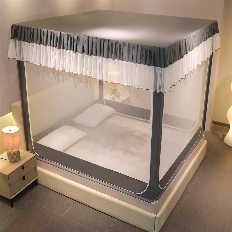 2022新款坐床床帘蚊帐系列 1.2x2.0m烤漆支架（带 防尘顶款） 深灰色