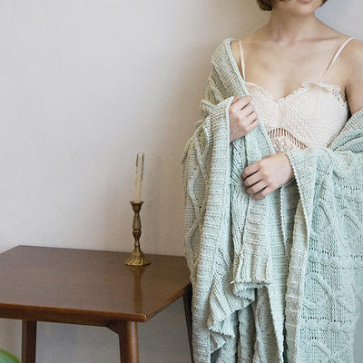 毛毯毯子格吉尔-毯子针织毯线毯子空调毯子 130宽*180长 淡绿
