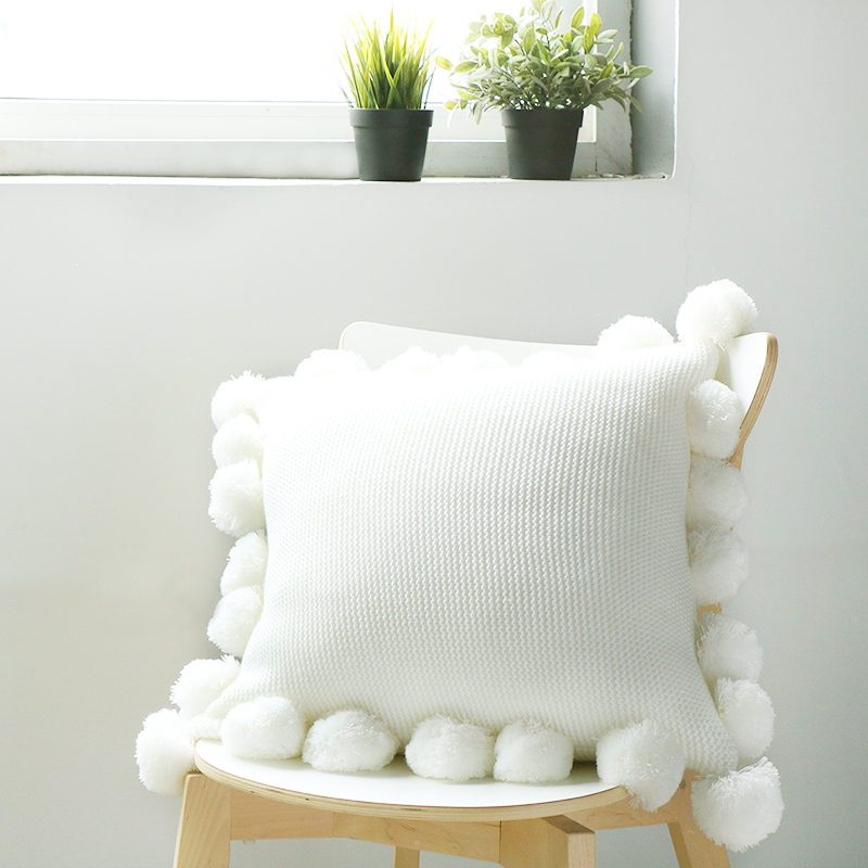 靠枕、靠垫、方枕、方垫、午睡靠枕抱枕套--艾丽 45x45cm 白色