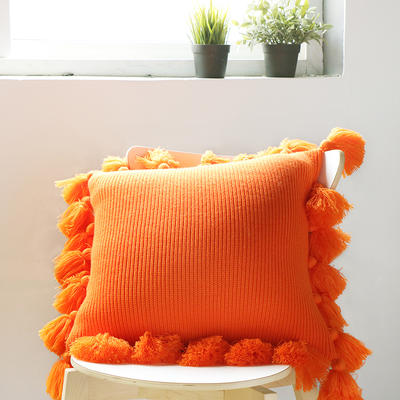 靠枕、靠垫、方枕、方垫、午睡靠枕抱枕套--纽塔 45x45cm（不含芯） 鲜橙色