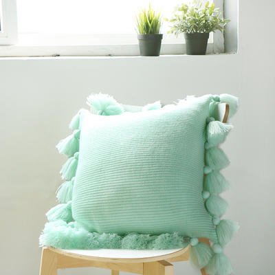 靠枕、靠垫、方枕、方垫、午睡靠枕抱枕套--纽塔 45x45cm（不含芯） 薄荷绿