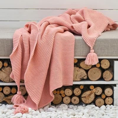 贝卡姆手工编织毛毯 130cmx160cm 橘粉