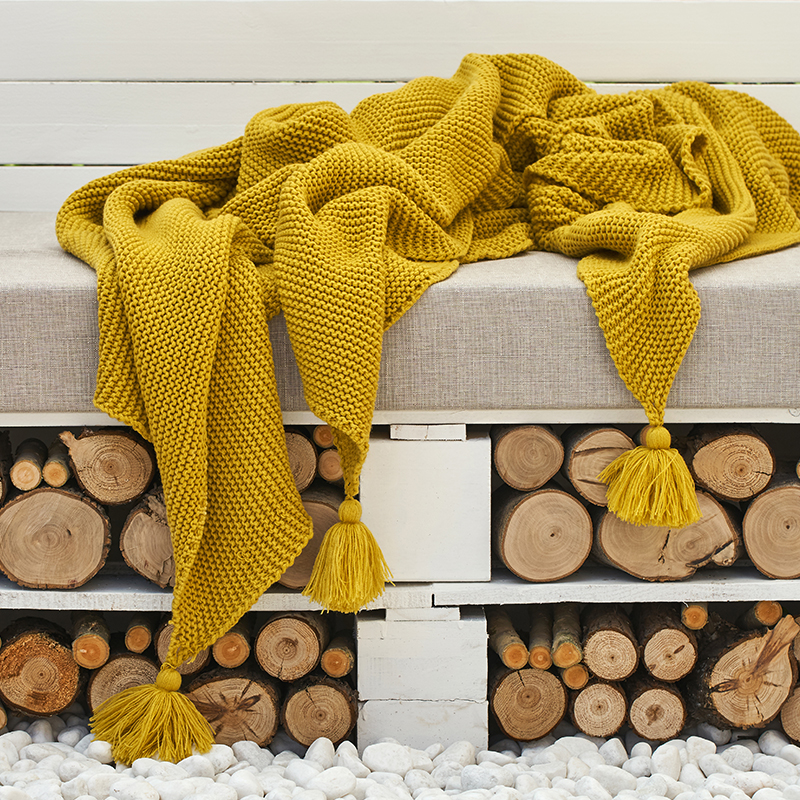 贝卡姆手工编织毛毯 130cmx160cm 姜黄