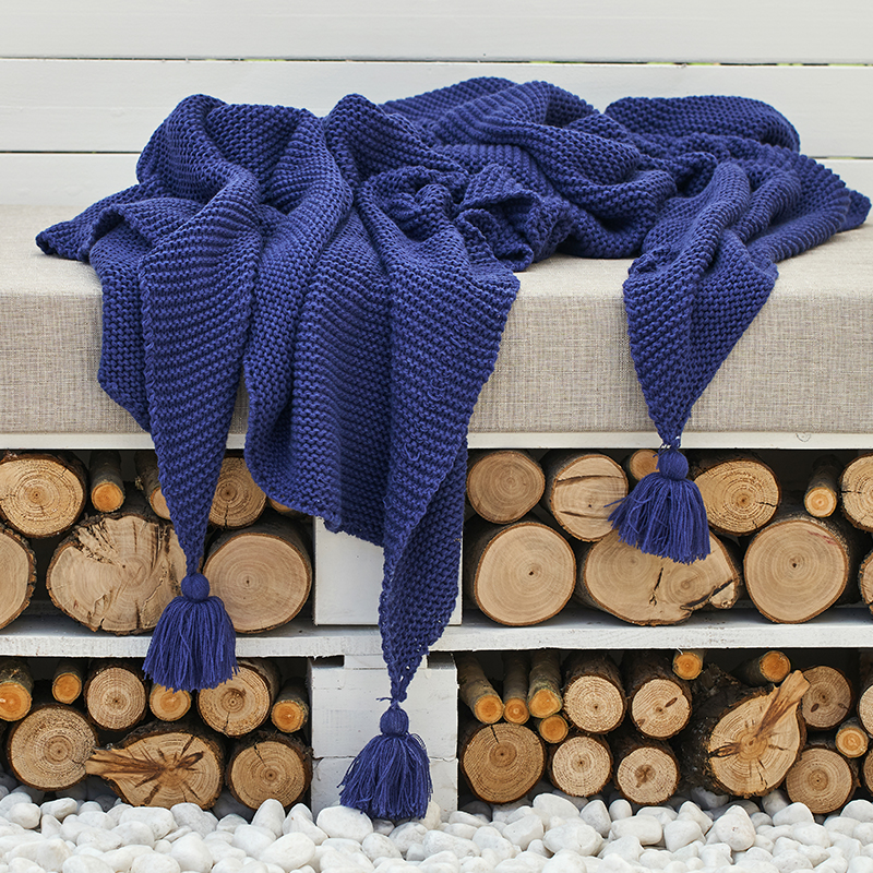 贝卡姆手工编织毛毯 130cmx160cm 宝蓝