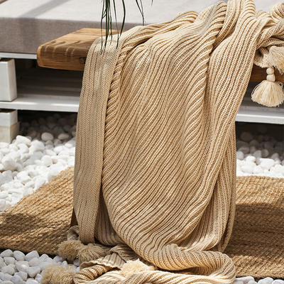约洛斯手工编织线毯  针织毯，线毯子，空调毯子 130cmX160cm 皮粉