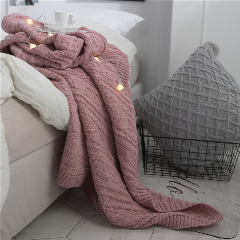 新款针织毯--罗琦RJB19026  针织毯，线毯子，空调毯子 130*160cm 鱼腥红