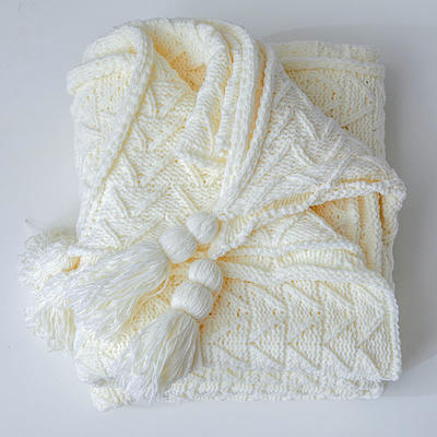 针织线毯休闲毯盖毯午休盖毯搭毯-艾斯 130*160cm 象牙白