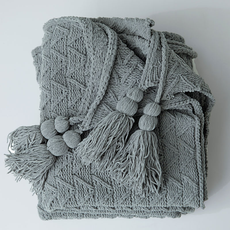 针织线毯休闲毯盖毯午休盖毯搭毯-艾斯 130*160cm 深灰