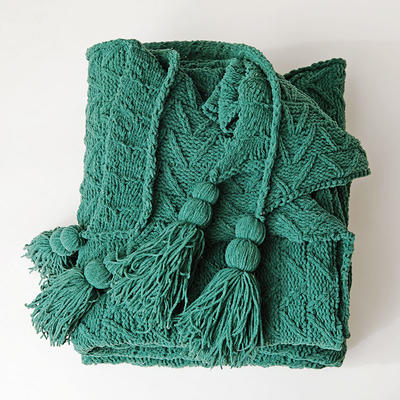 针织线毯休闲毯盖毯午休盖毯搭毯-艾斯 130*160cm 绿色