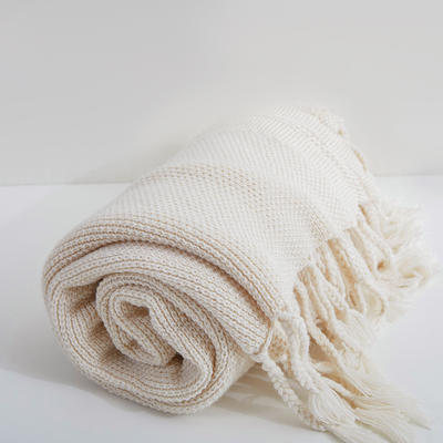 针织盖毯针织线毯休闲毯盖毯午休盖毯搭毯-卡莱克 130*160cm 米杏