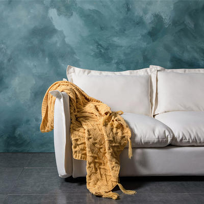 新款雪尼尔慕斯顿休闲毯、旅行毯、午睡毯、沙发毯、装饰毯 130*160cm 姜黄