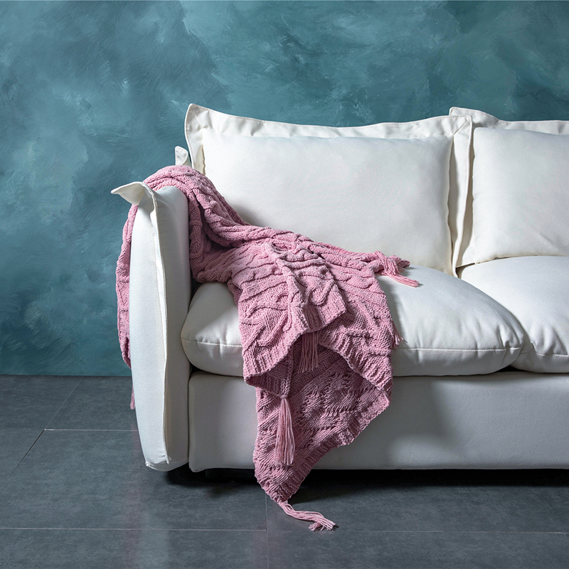 新款雪尼尔慕斯顿休闲毯、旅行毯、午睡毯、沙发毯、装饰毯 130*160cm 皮粉