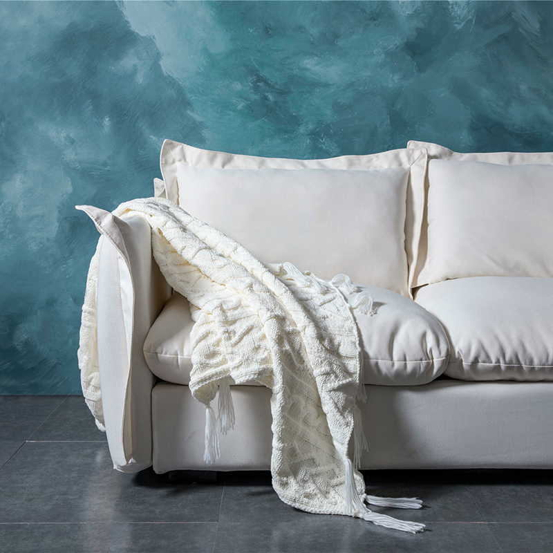 新款雪尼尔慕斯顿休闲毯、旅行毯、午睡毯、沙发毯、装饰毯 130*160cm 白色