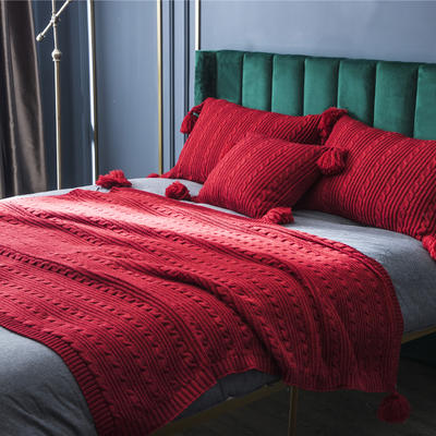新款叙达恩（针织毯）休闲毯 空调毯 130*160cm针织毯 酒红