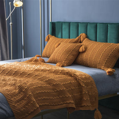 新款叙达恩（针织毯）休闲毯 空调毯 130*160cm针织毯 橙色