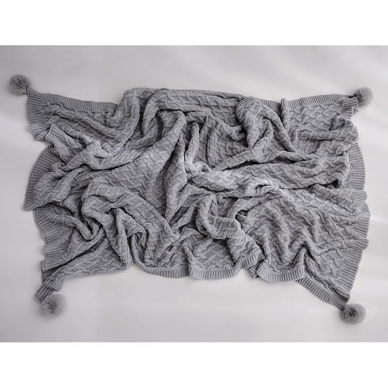 新款弗瑞思全棉针织线毯 130*160cm 灰色