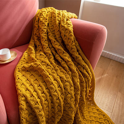 新款洛尔斯休闲毯旅行毯午睡毯沙发毯装饰毯 130*160cm 姜黄
