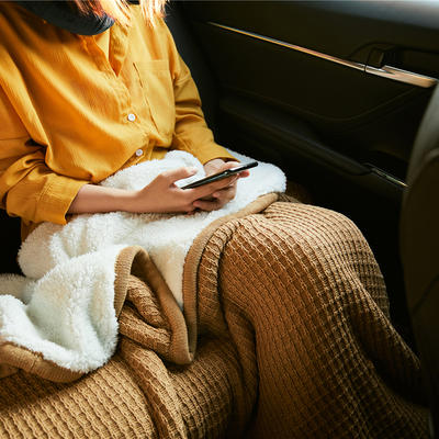 戴维雅加绒华夫格毯针织毯，毯子，盖毯 130*160cm 姜黄
