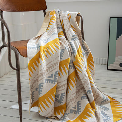 纳维亚全棉针织毛毯 针织毯 毯子 130cmx160cm 纳维亚黄色