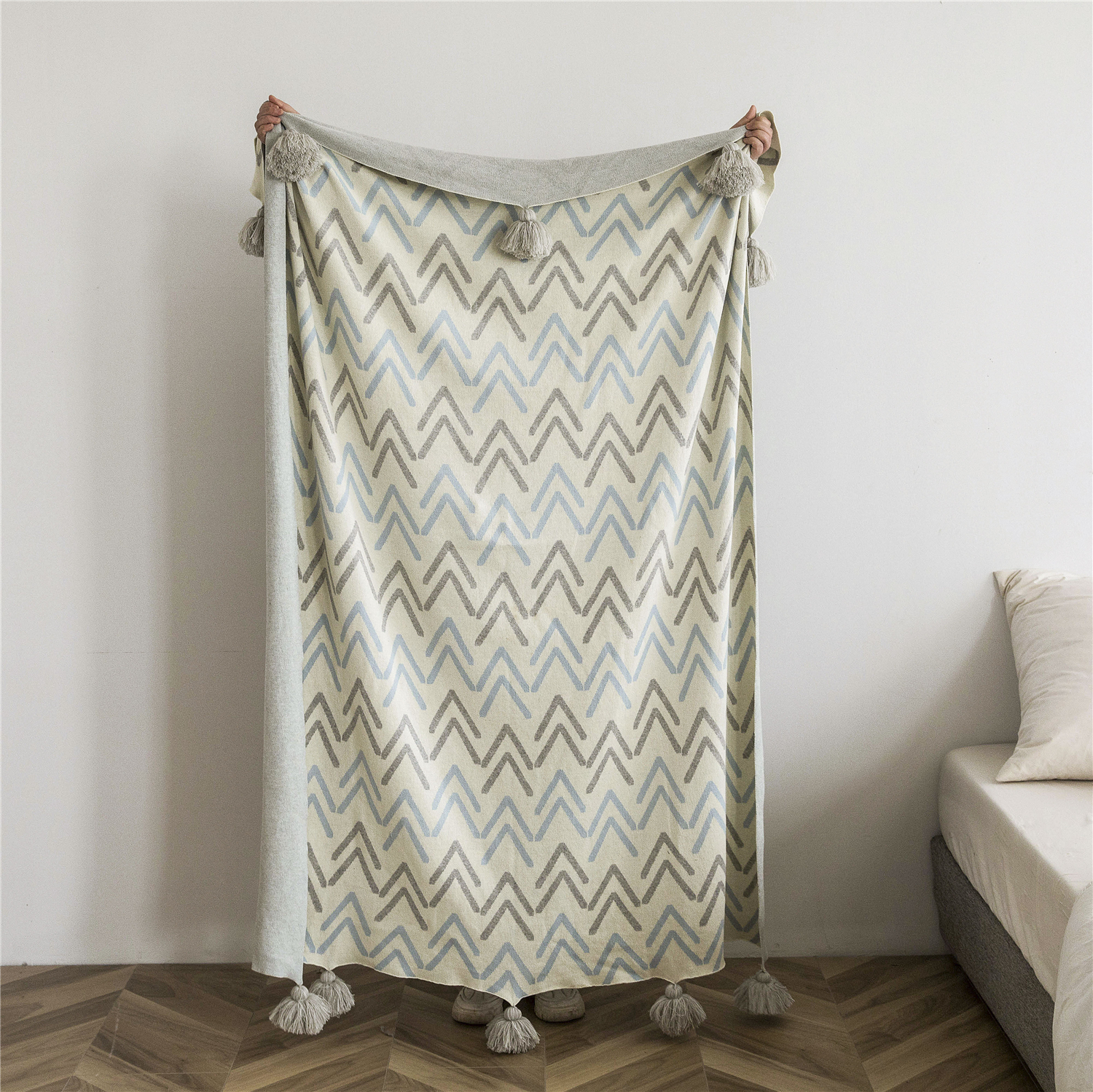 新款全棉巴洛克盖毯，空调毯，休闲毯，午睡毯 130*160cm 米色