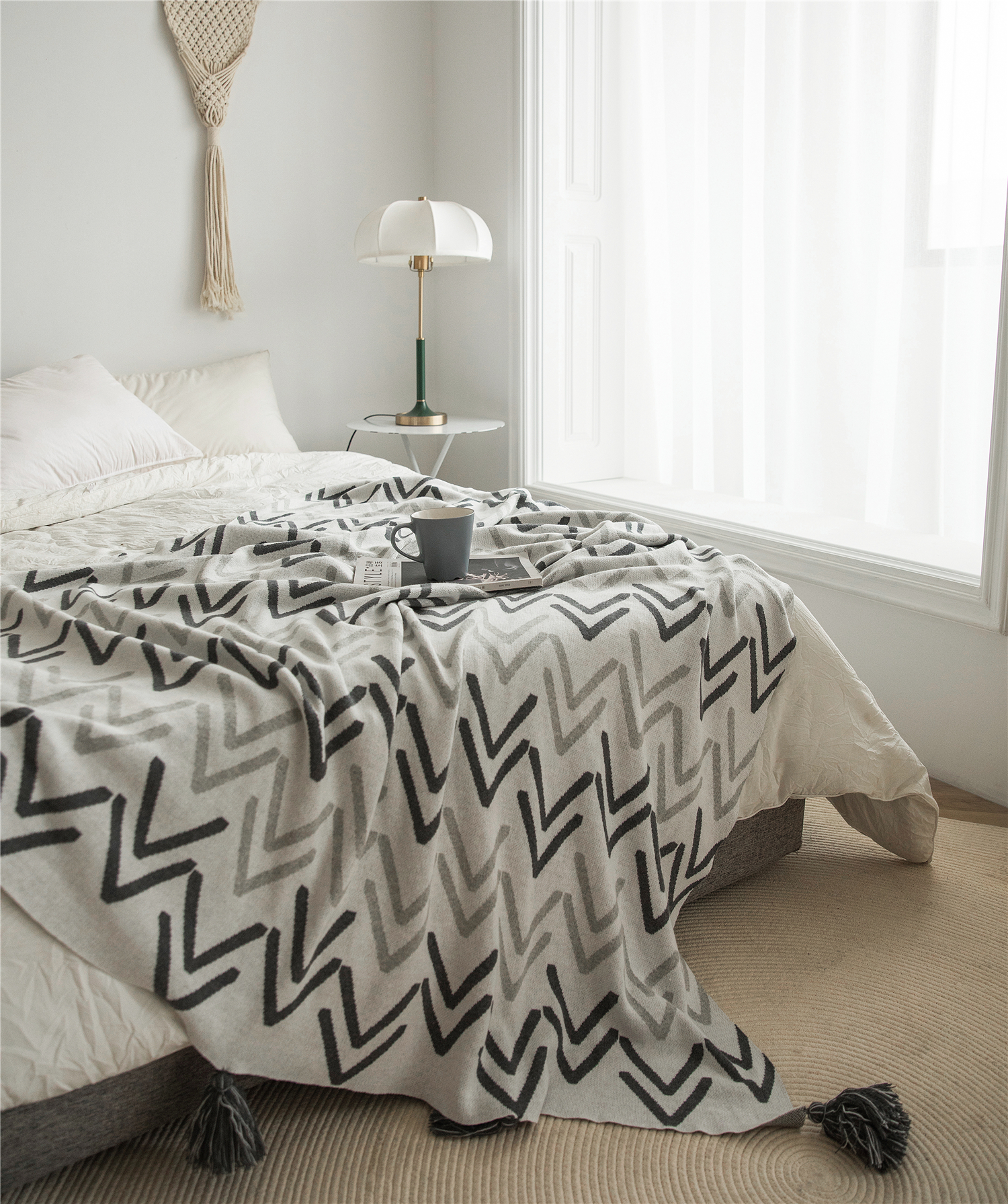 新款全棉巴洛克盖毯，空调毯，休闲毯，午睡毯 130*160cm 灰色