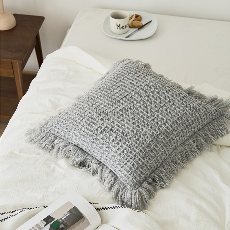 新款蜜子格抱枕套靠枕、靠垫、方枕、方垫、午睡靠枕（不含芯） 45*45cm 灰色