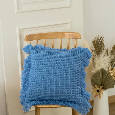 新款蜜子格抱枕套靠枕、靠垫、方枕、方垫、午睡靠枕（不含芯） 45*45cm 蓝色