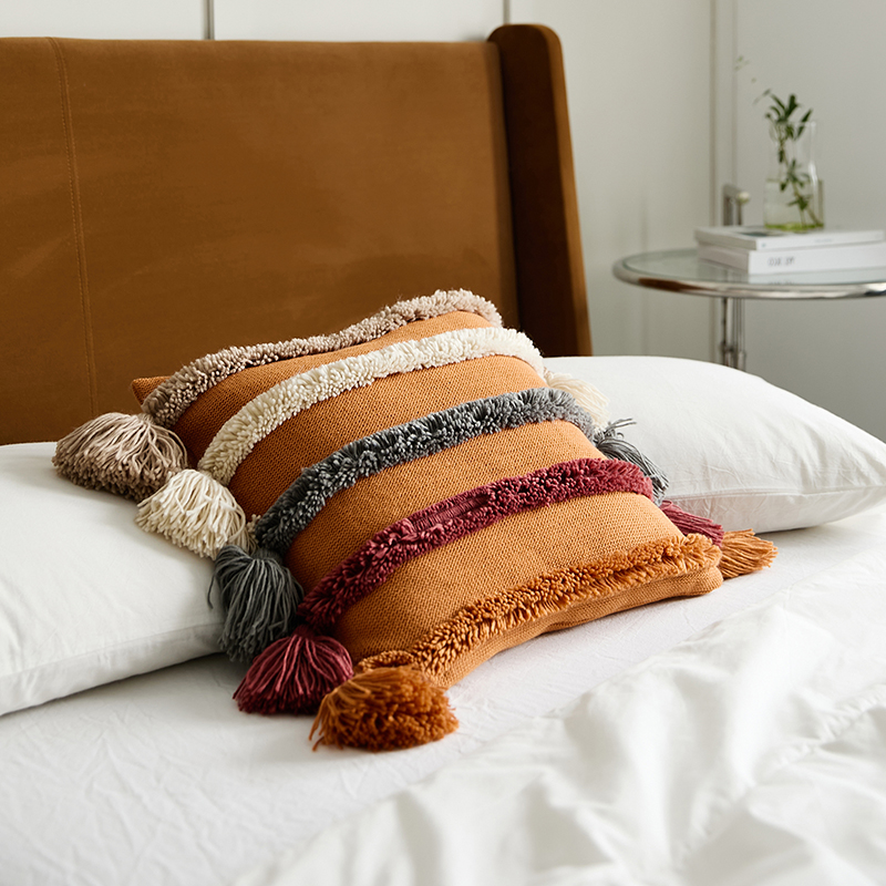 新款腈纶流苏琉璃抱枕系列 45x45cm（不含芯） 琉璃-橙色
