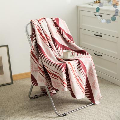 纳维亚全棉针织毛毯 针织毯 毯子 130cmx160cm 纳维亚粉色