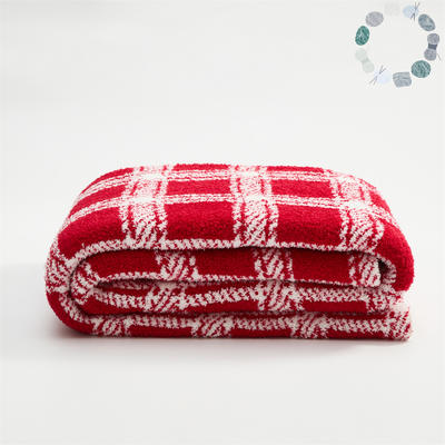 新款半边绒慕山格毯子盖毯休闲毯旅行毯午睡毯沙发毯床尾巾 130*160cm 红色